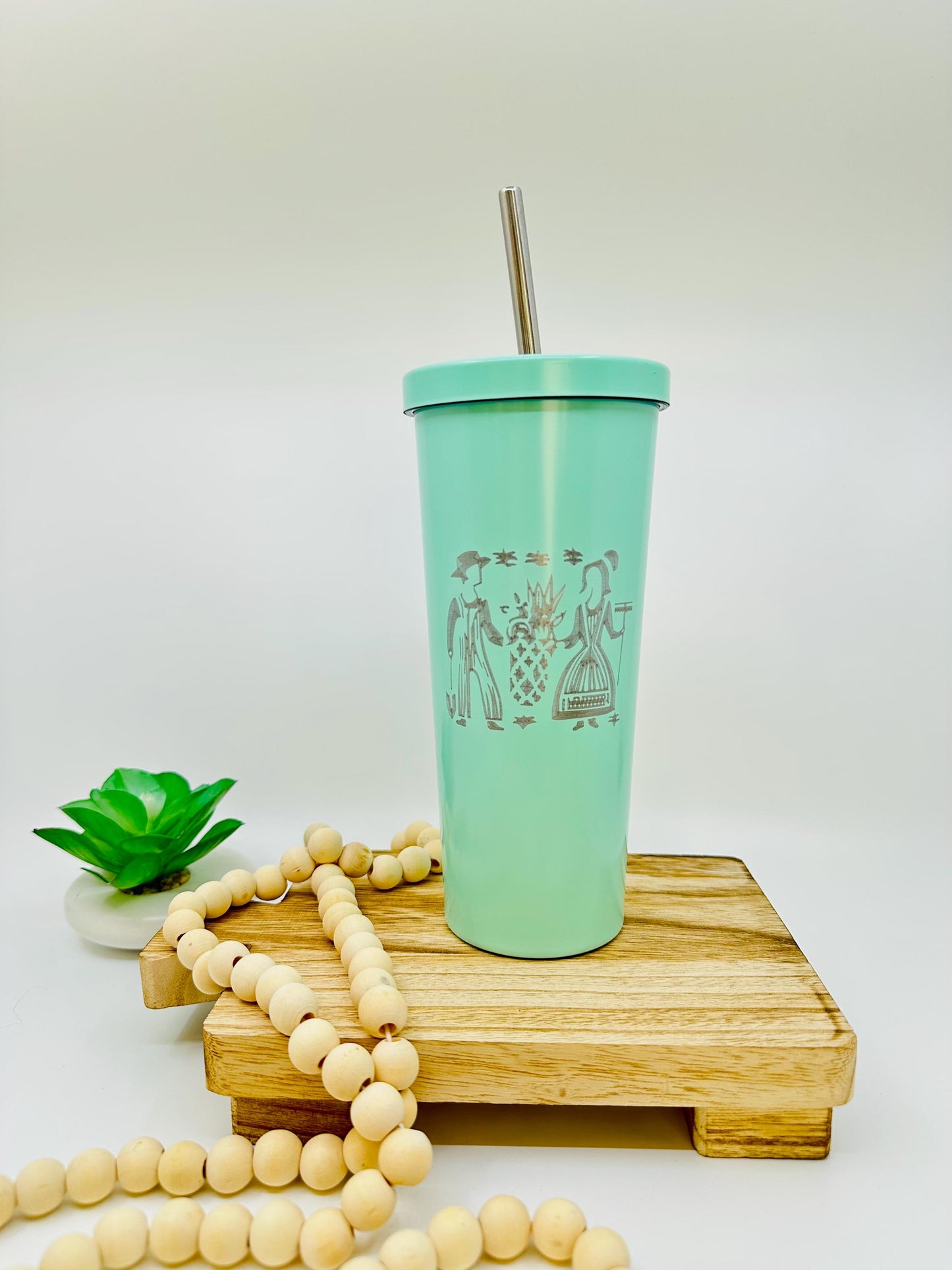 Pyrex Amish Butterprint Inspired 20 OZ insulated Tumbler with Lid and Option to Personalize