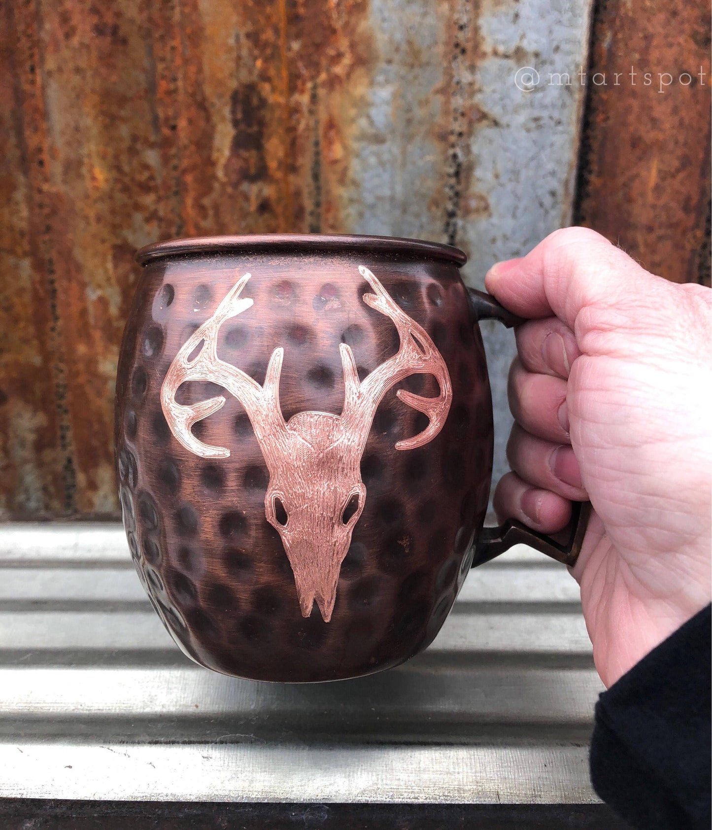 Moscow Mule Mug Engraved Deer Skull | Hunting Gifts for Him| Huntress | Man Cave Gift | Wedding Gift | Copper Mug| Anniversary Gift