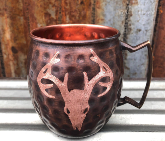 Moscow Mule Mug Engraved Deer Skull | Hunting Gifts for Him| Huntress | Man Cave Gift | Wedding Gift | Copper Mug| Anniversary Gift