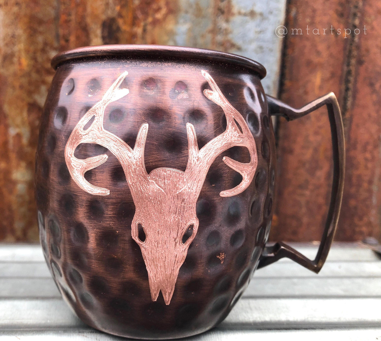 Moscow Mule Mug Engraved Deer Skull | Hunting Gifts for Him| Huntress | Man Cave Gift | Wedding Gift | Copper Mug| Anniversary Gift