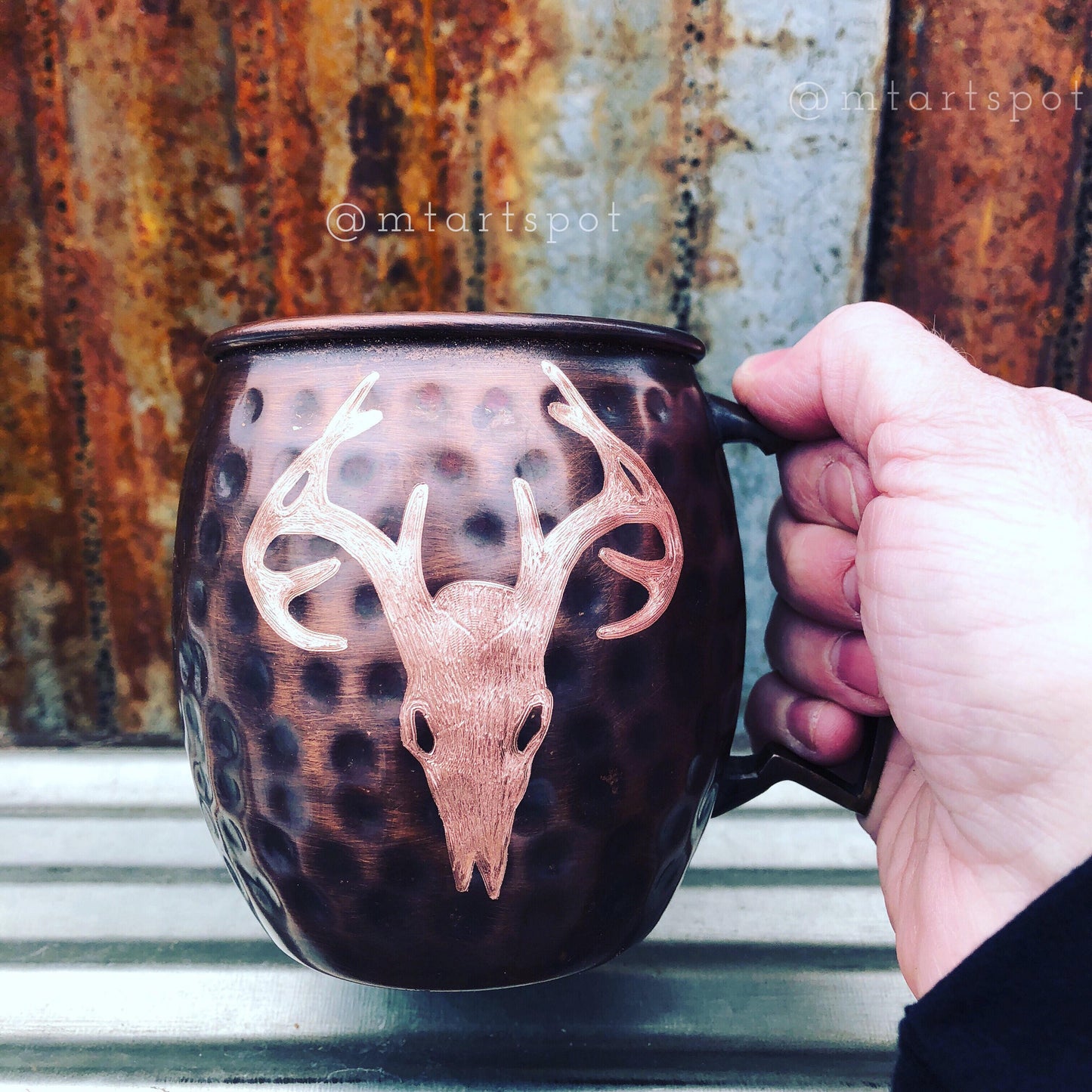 Moscow Mule Mug Engraved Deer Skull | Hunting Gifts for Him| Huntress | Man Cave Gift | Wedding Gift | Copper Mug| Anniversary Gift