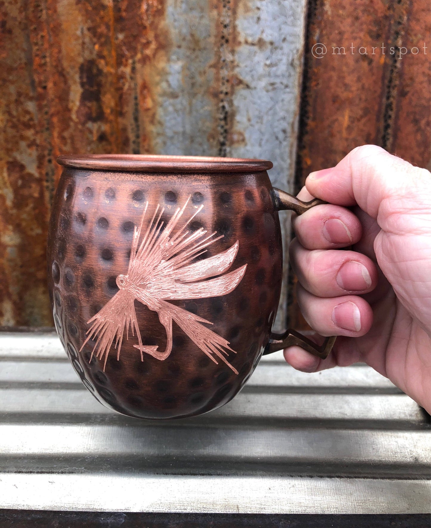 Fly Fishing Moscow Mule Mug | Fisherman Gift | Anniversary Gift | 7 Year Anniversary | Fly Fisherman Gift | Gifts for Him | Boyfriend Gift