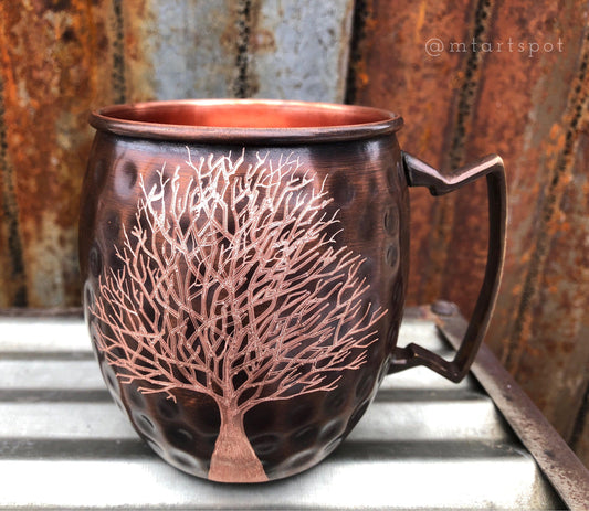 Moscow Mule Mug with Tree | Wedding Gift | Copper Gift | Anniversary Gift | 7 Year Anniversary | Graduation Gift  | Gifts for Her