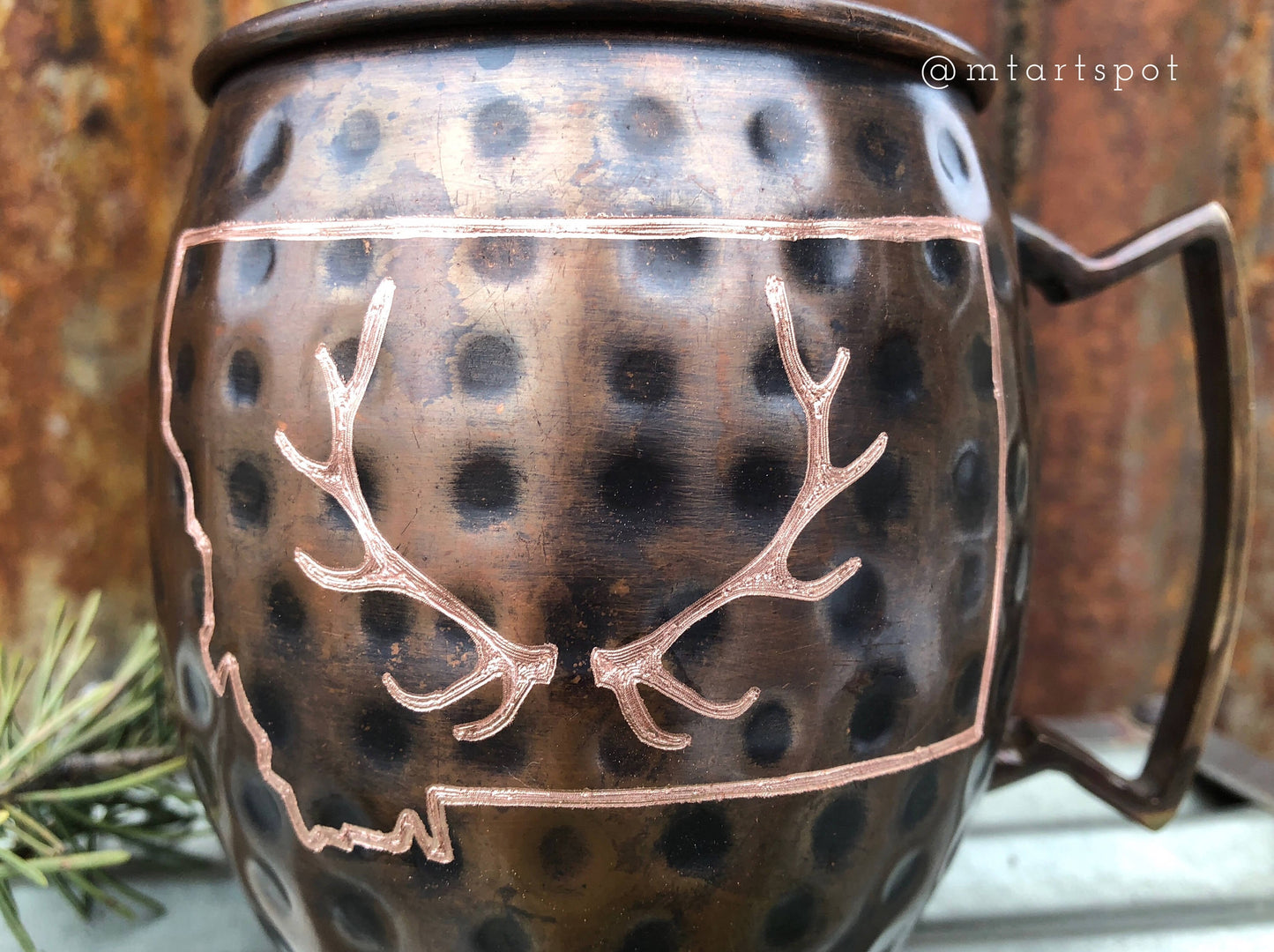 Montana Moscow Mule Mug | Elk Antlers | Hand Etched | Copper Gift | Gifts for Him | Hunter Gift | Huntress Gift | Groomsmen Gifts