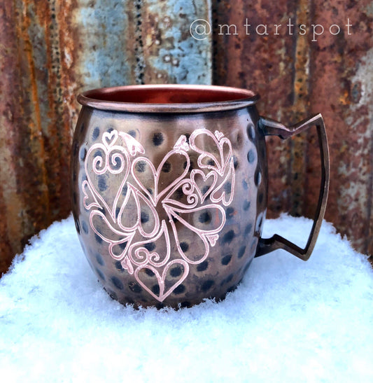 Heart Design |Moscow Mule Mug | Copper Gift | Anniversary Gift | 7 year Anniversary Gift | Wedding Gift | Bride Gift