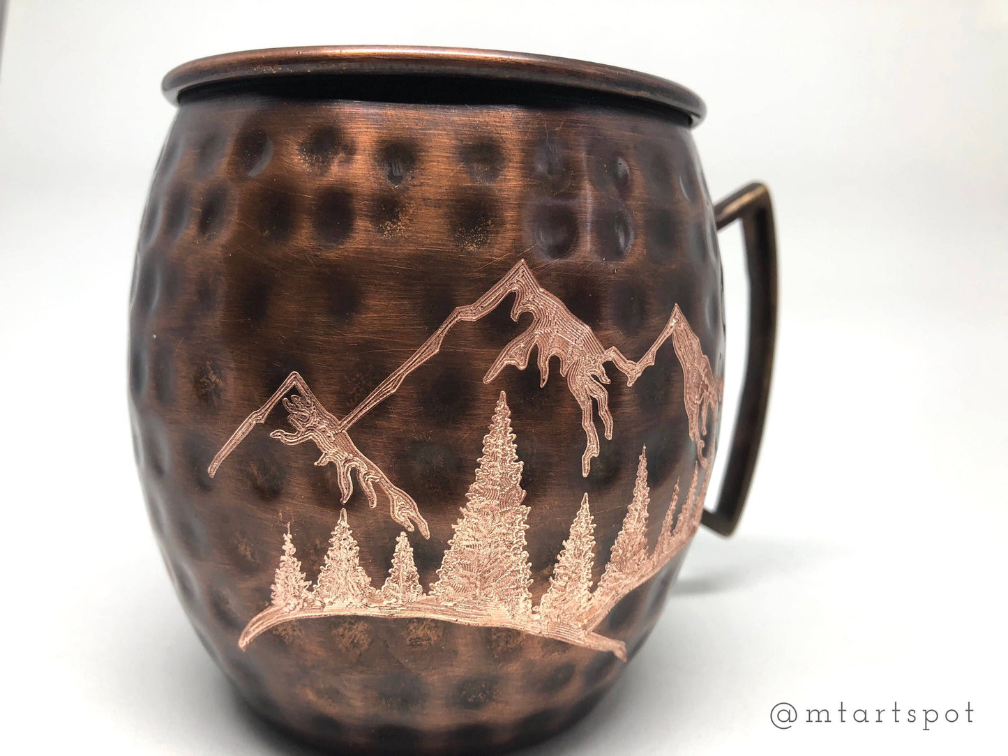 Mountain Moscow Mule Mug | Snow Capped Mountains | Valentines Gift | Copper Mug | Evergreen Trees | Gifts for Him | Gifts for Her |Outdoors