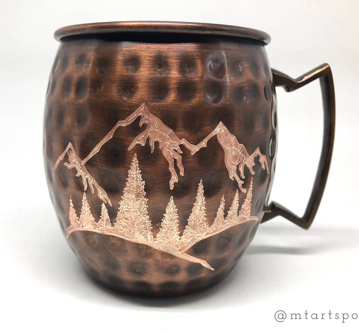 Mountain Moscow Mule Mug | Snow Capped Mountains | Valentines Gift | Copper Mug | Evergreen Trees | Gifts for Him | Gifts for Her |Outdoors