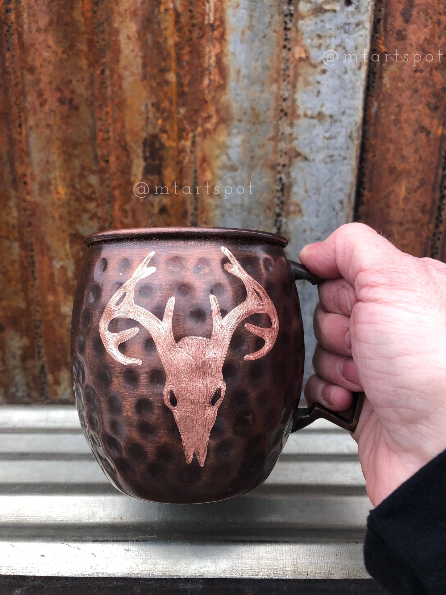 Moscow Mule Mug Engraved Deer Skull | Hunting Gifts for Him| Huntress | Man Cave Gift | Wedding Gift | Copper Mug| Anniversary Gift