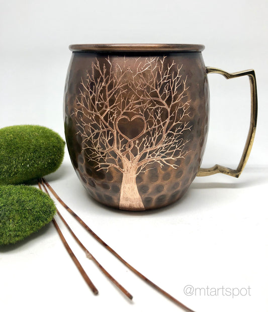 Heart in Tree Limbs | Moscow Mule Mug | Add Initials to Heart | Personalized Gift |  Anniversary Gifts | Wedding Gift | Bride and Groom Gift