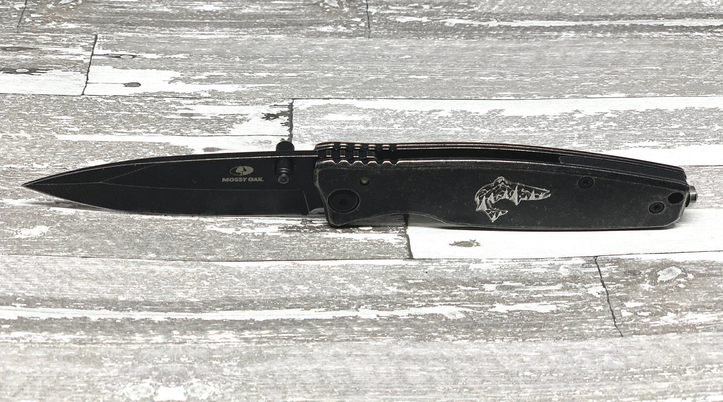 Fish Folding Pocket Knife | 10 year anniversary gift | Stainless Steel | Etched Gift |  Personalized  Gift | Outdoorsman Gift | Man cave