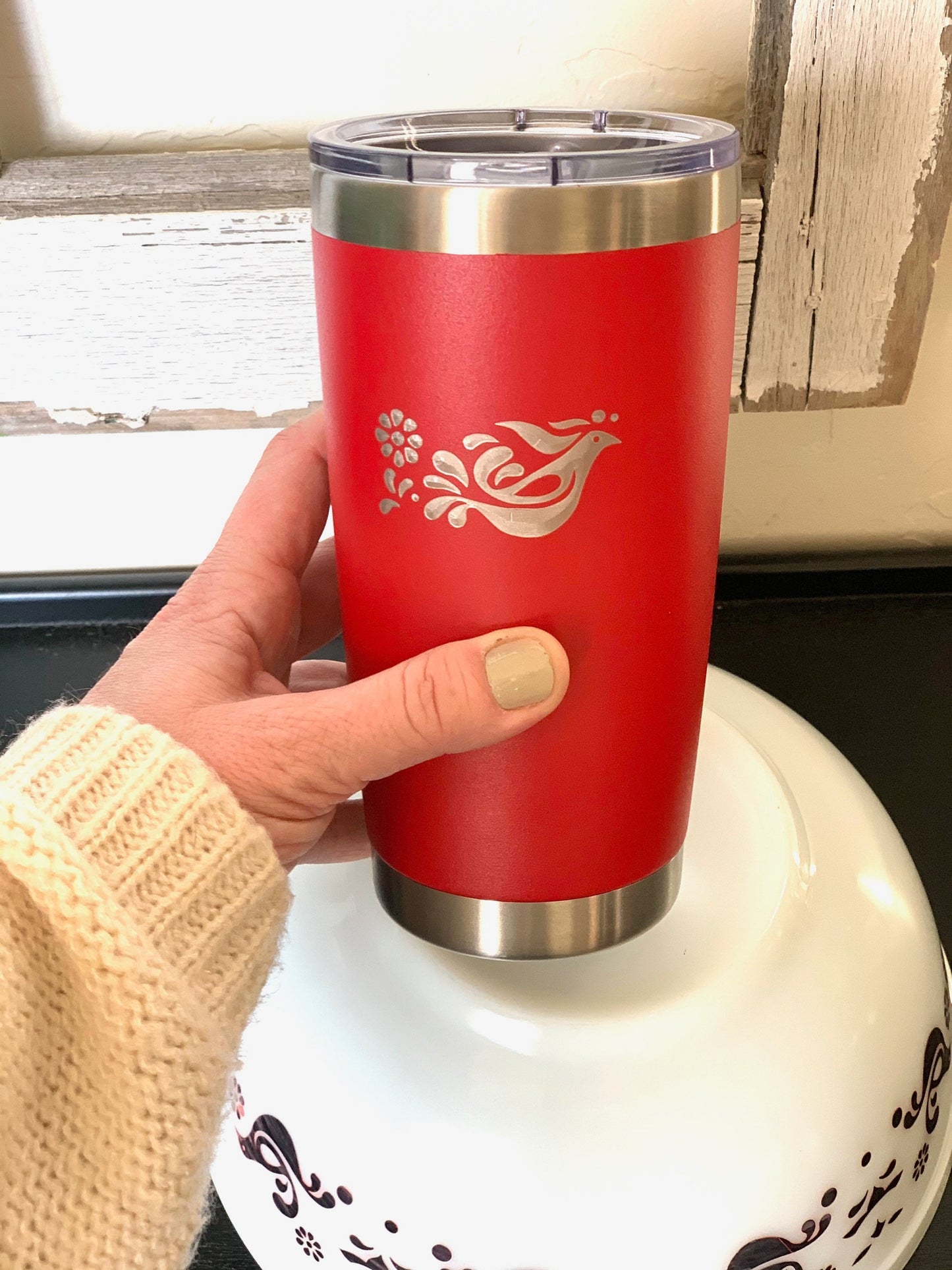 Pyrex Friendship Inspired 20 OZ insulated Tumbler with Lid and Option to Personalize