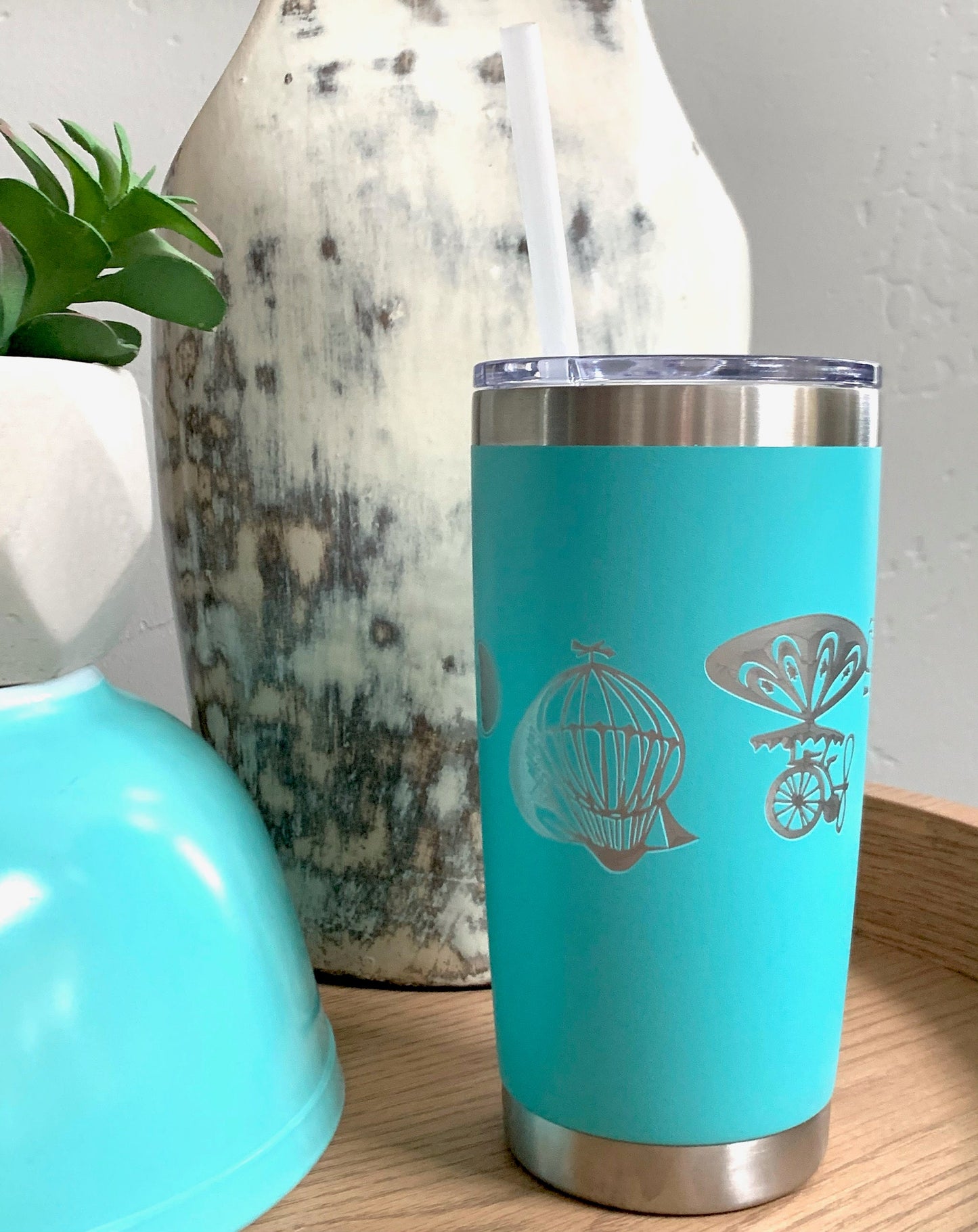 Pyrex Hot Air Balloons Inspired 20 OZ insulated Tumbler with Lid and Option to Personalize