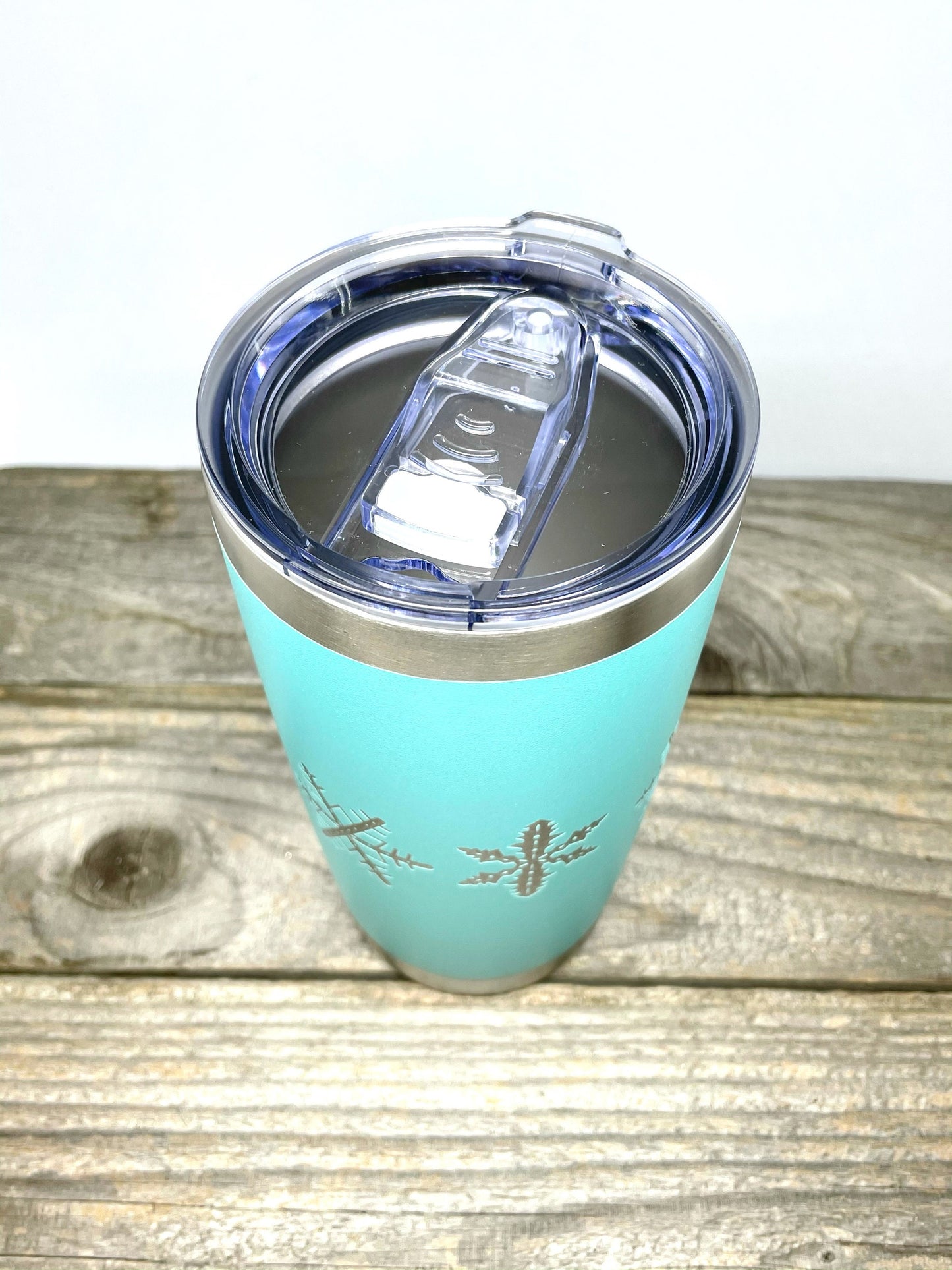 Pyrex Snowflake Inspired 20 OZ insulated Tumbler with Lid and Option to Personalize