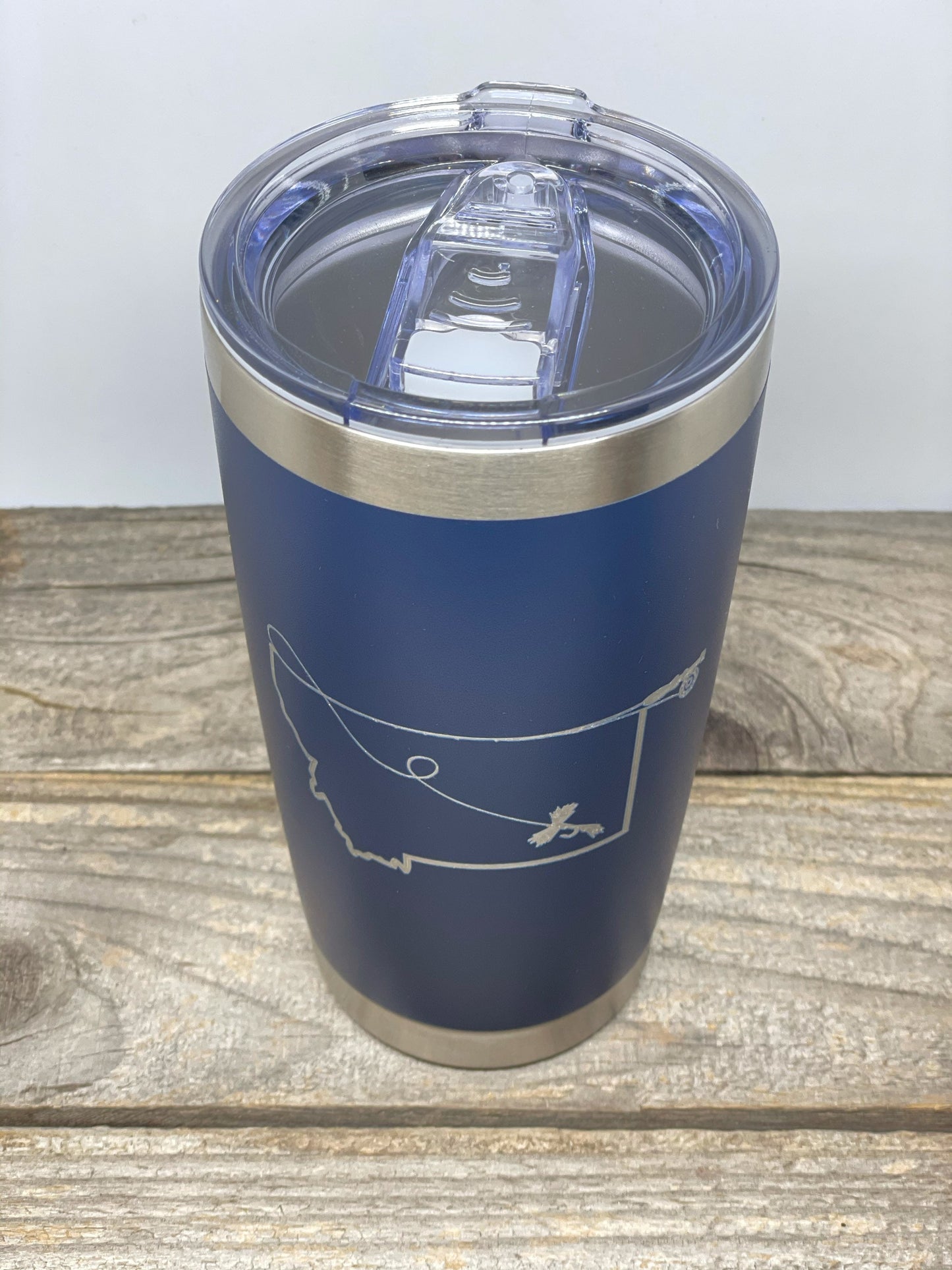 Fly Fishing Montana state outline 20 OZ insulated Tumbler with Lid and Straw Option to Personalize