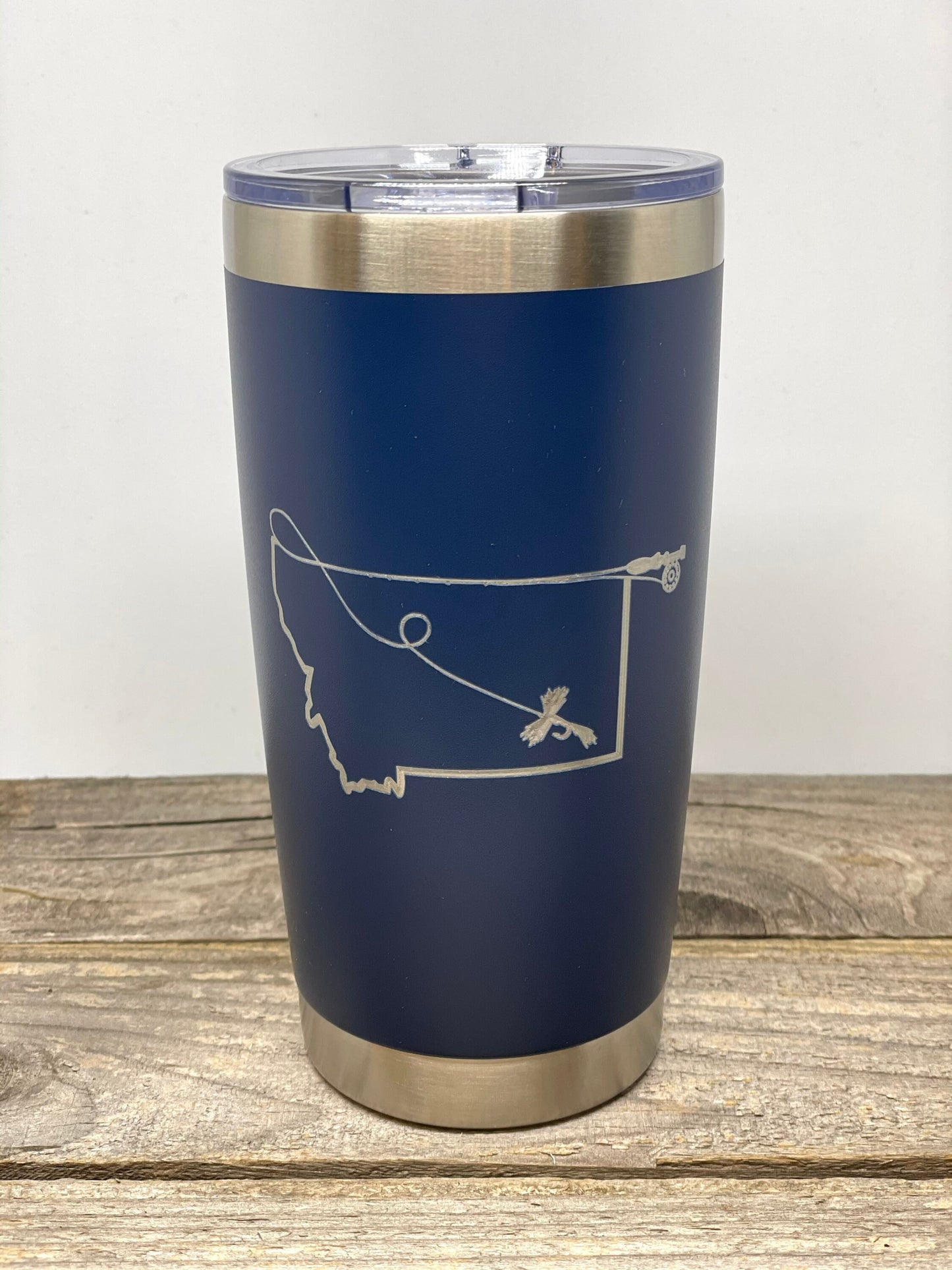 Fly Fishing Montana state outline 20 OZ insulated Tumbler with Lid and Straw Option to Personalize