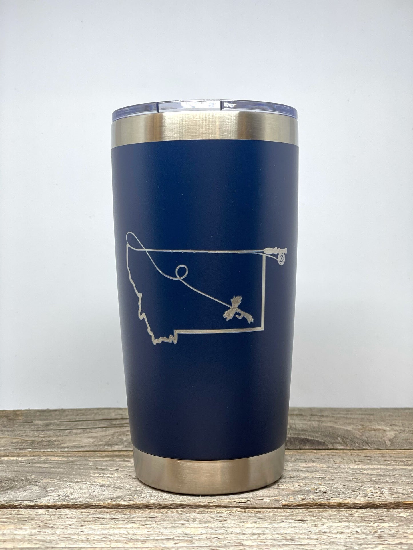 Fly Fishing Montana state outline 20 OZ insulated Tumbler with Lid and Straw Option to Personalize