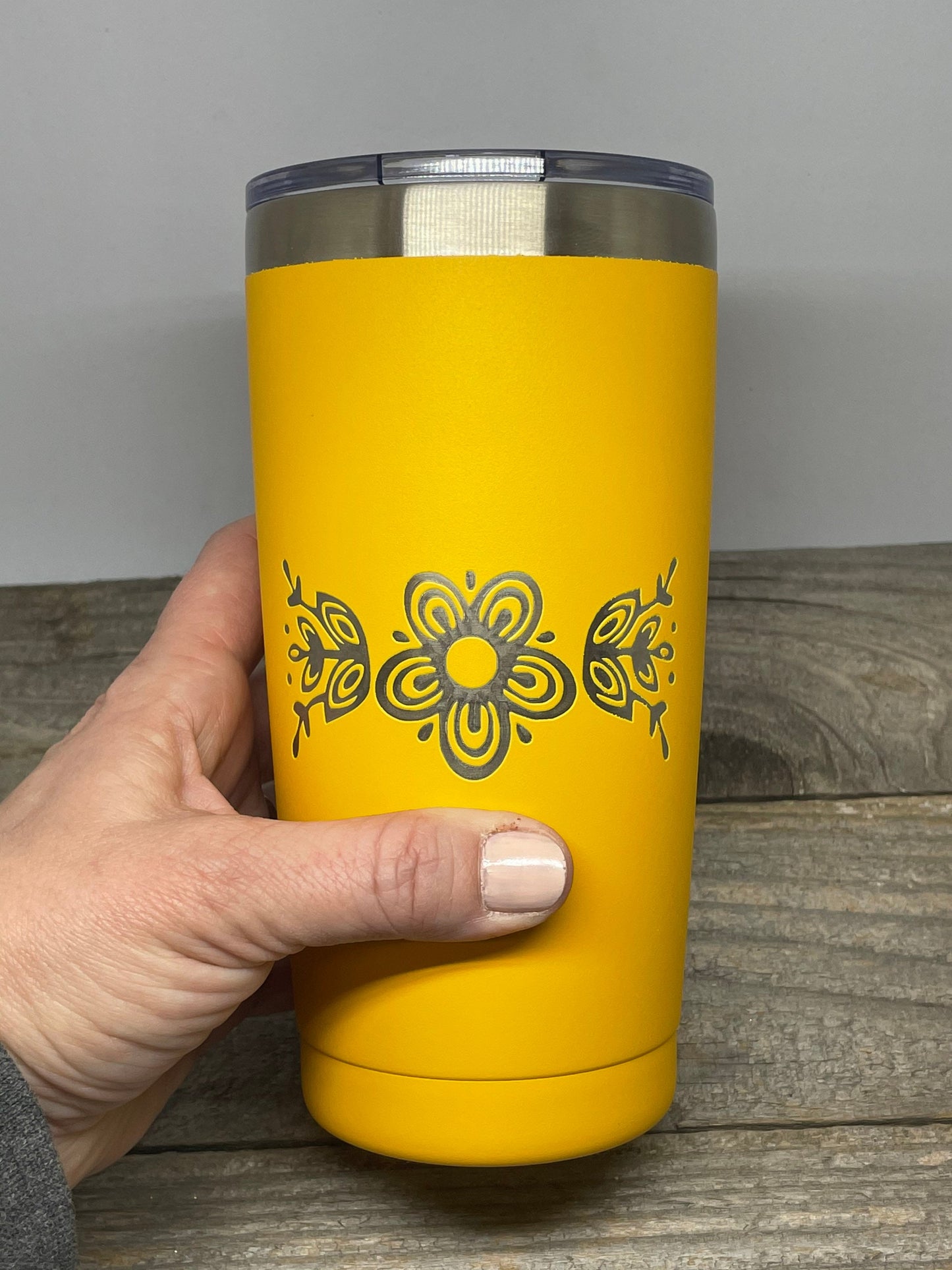 Pyrex Butterfly Gold Inspired 20 OZ insulated Tumbler with Lid and Option to Personalize