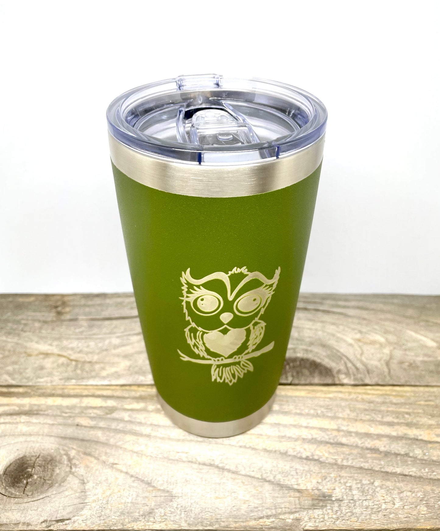 Big Eyed Owl 20 OZ insulated Tumbler with Lid and Option to Personalize