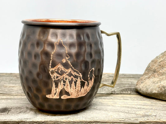 Rocky Mountain Wolf | Moscow Mule Mug | Copper Mug | Outdoorsman Gift | Personalized Gift| Anniversary Gift | Wedding Gift