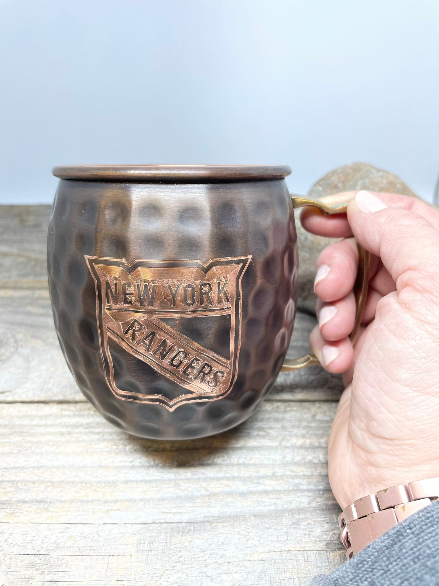 New York Rangers Moscow Mule Mug | Antiqued | Hammered | Other teams available | Request Customization