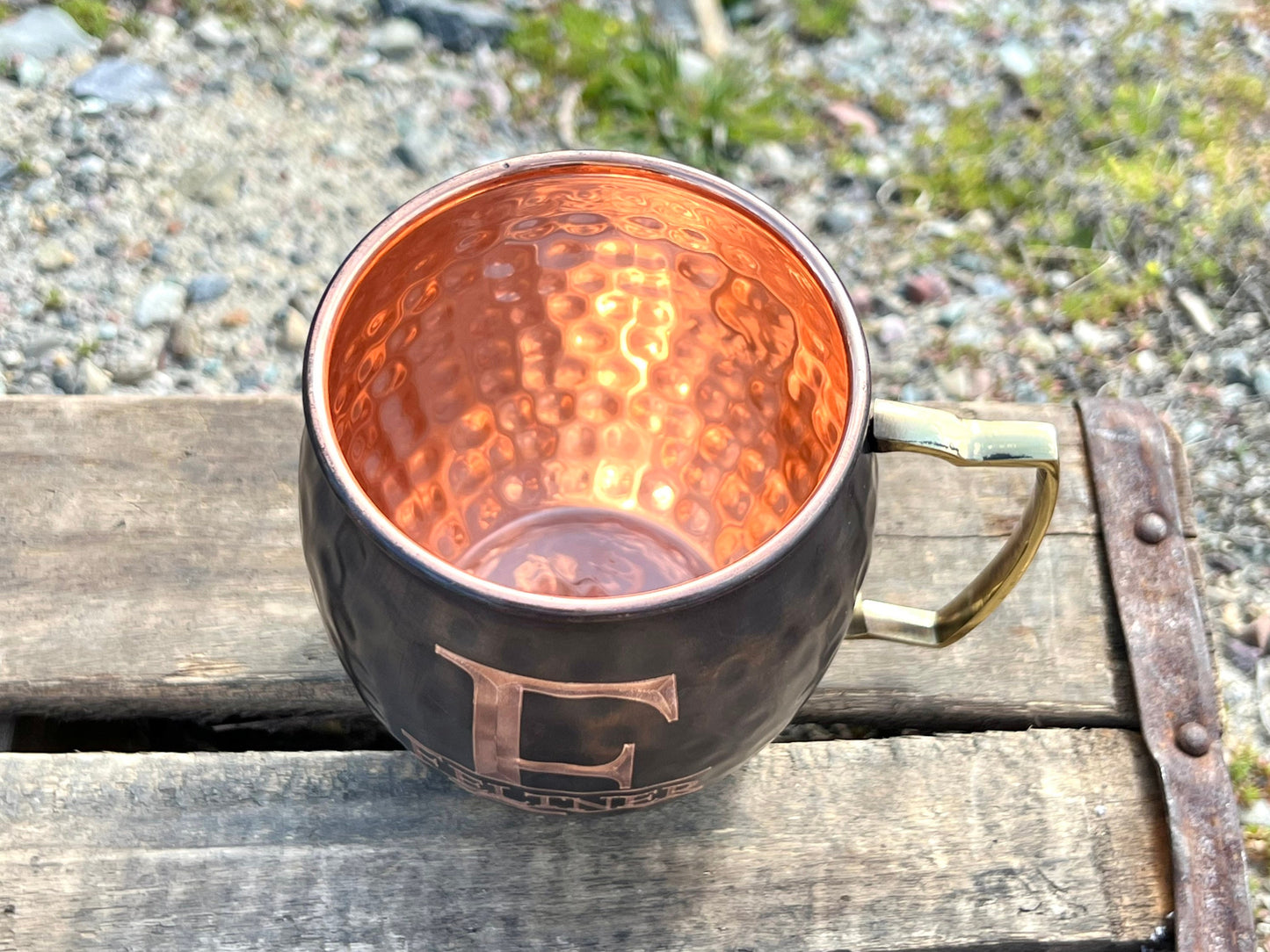 Split Letter Monogram | Copper Moscow Mule Mug | Personalized Copper Mug | Customized Copper Gift | 7 Year Anniversary Present | Add a Name