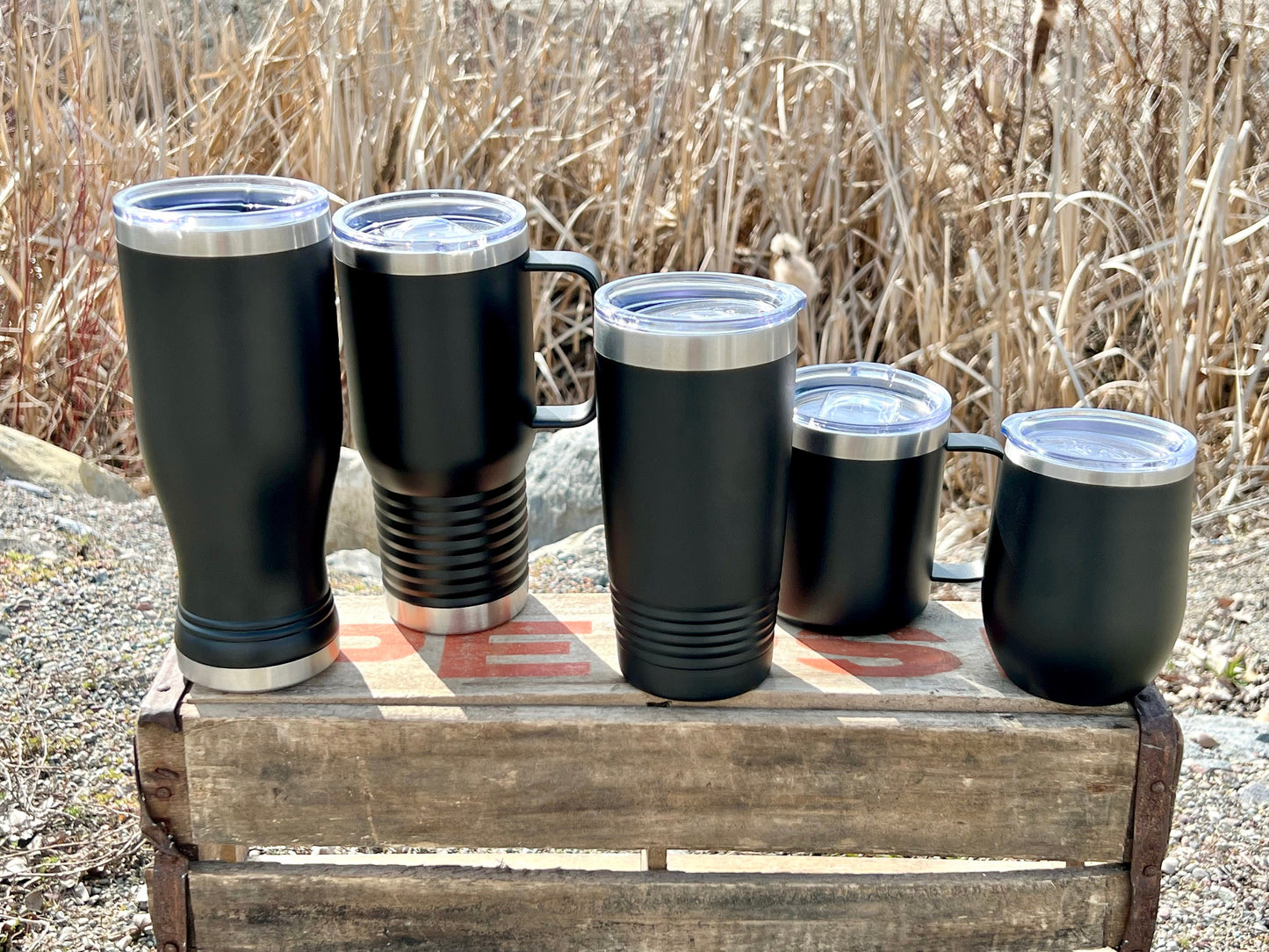 Insulated Mugs - Your Logo Multiplie size options - Option to Personalize - BLACK or WHITE