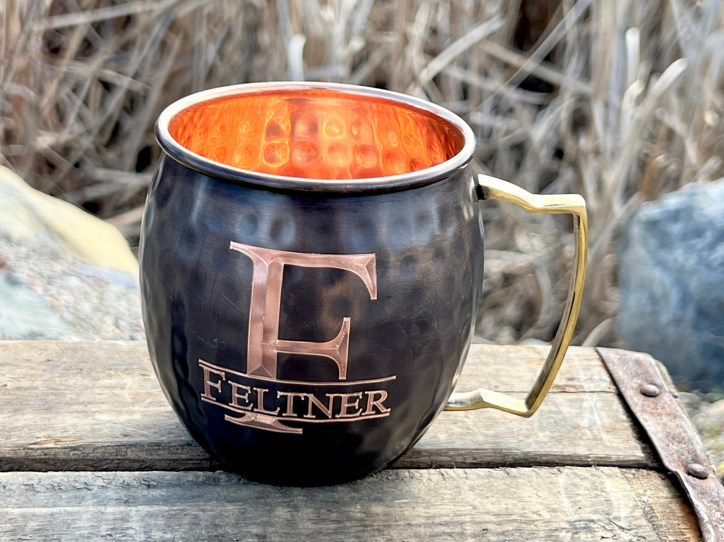 Split Letter Monogram | Copper Moscow Mule Mug | Personalized Copper Mug | Customized Copper Gift | 7 Year Anniversary Present | Add a Name