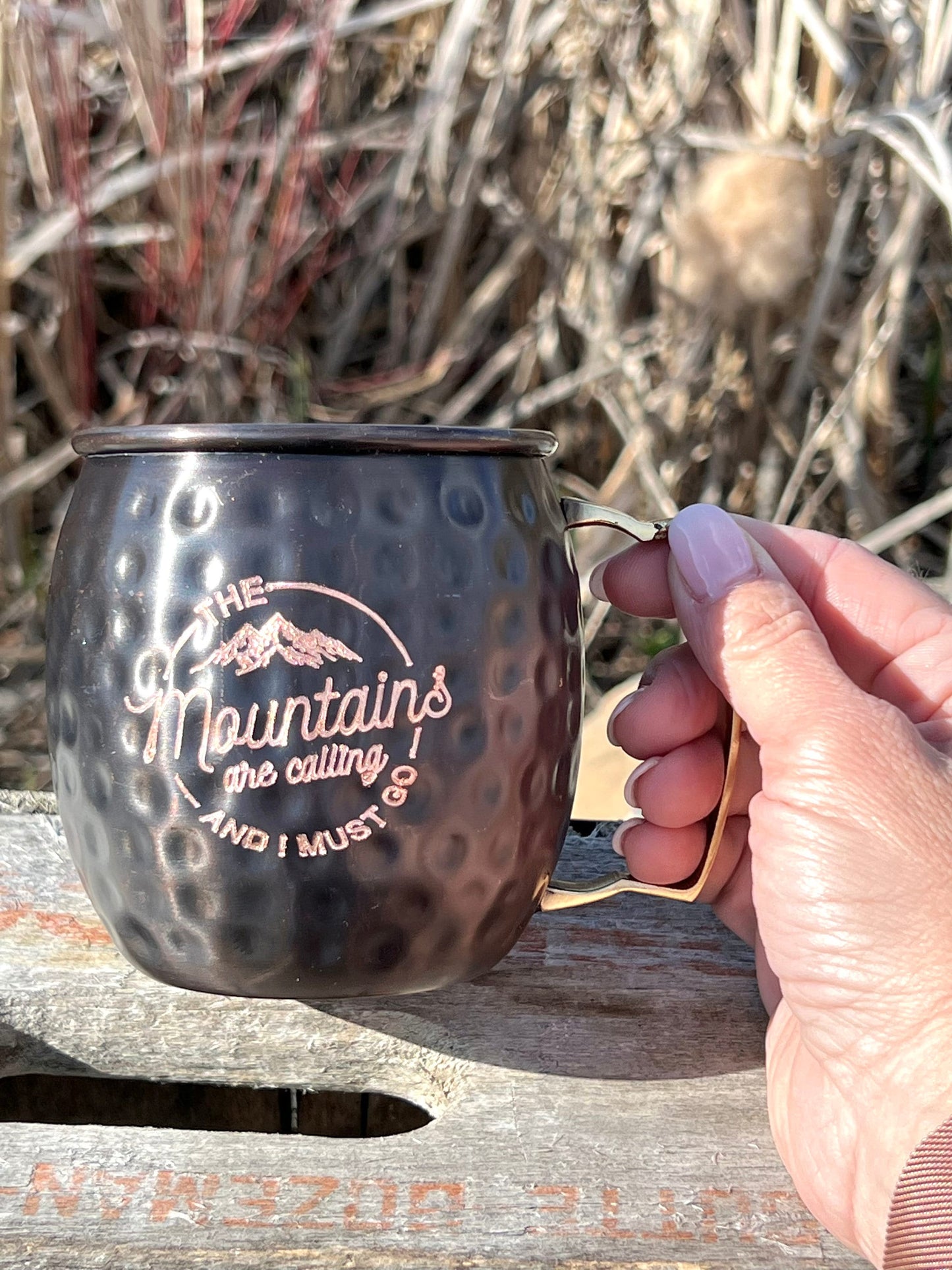 Mountain Moscow Mule Mug | Mountains Are Calling And I Must Go | Copper Mug Snow Capped Mountains | Gifts for Him | Gifts for Her |Outdoors