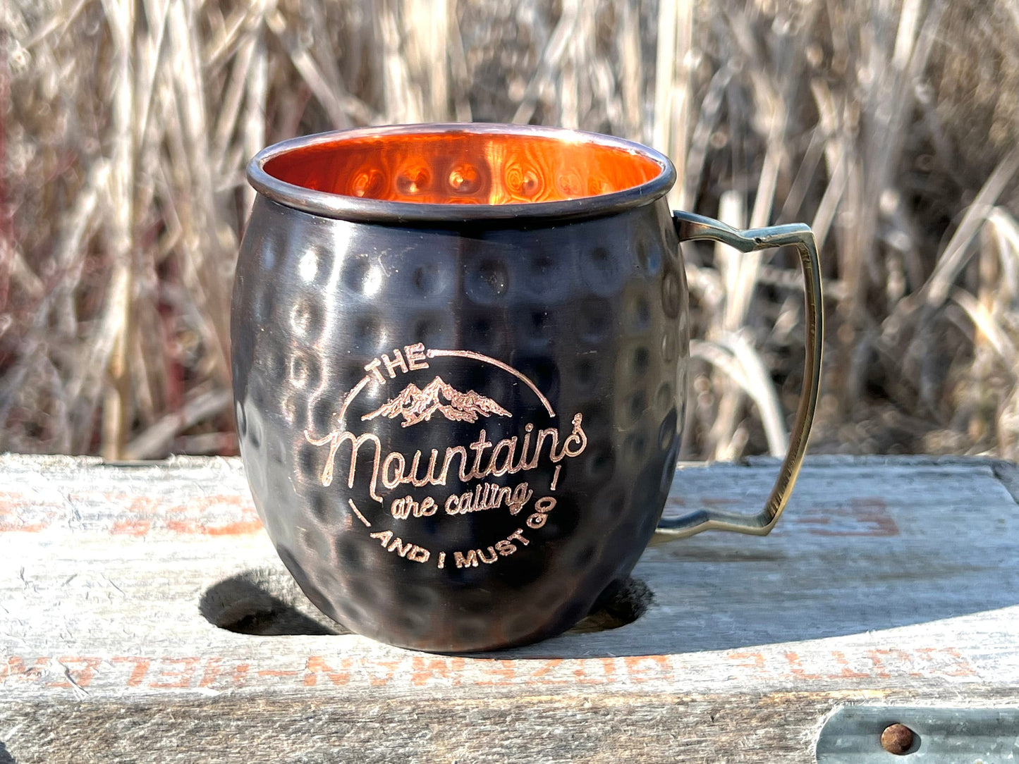 Mountain Moscow Mule Mug | Mountains Are Calling And I Must Go | Copper Mug Snow Capped Mountains | Gifts for Him | Gifts for Her |Outdoors