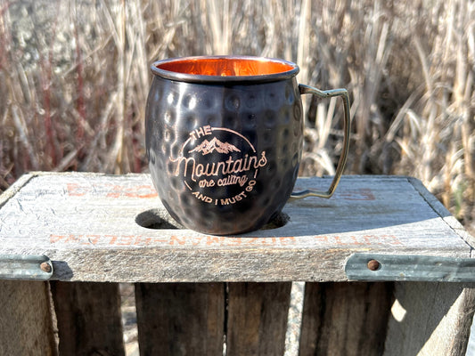 Mountain Moscow Mule Mug | Mountains Are Calling And I Must Go | Copper Mug Snow Capped Mountains | Gifts for Him | Gifts for Her |Outdoors