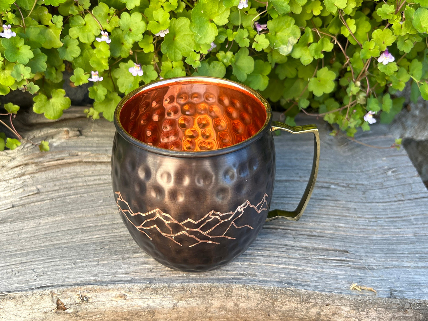 Mountain Line Design | Moscow Mule Mug | Etched Mountain Design | Wedding Gift | 7 Year Anniversary Gift | Bride and Groom Gift