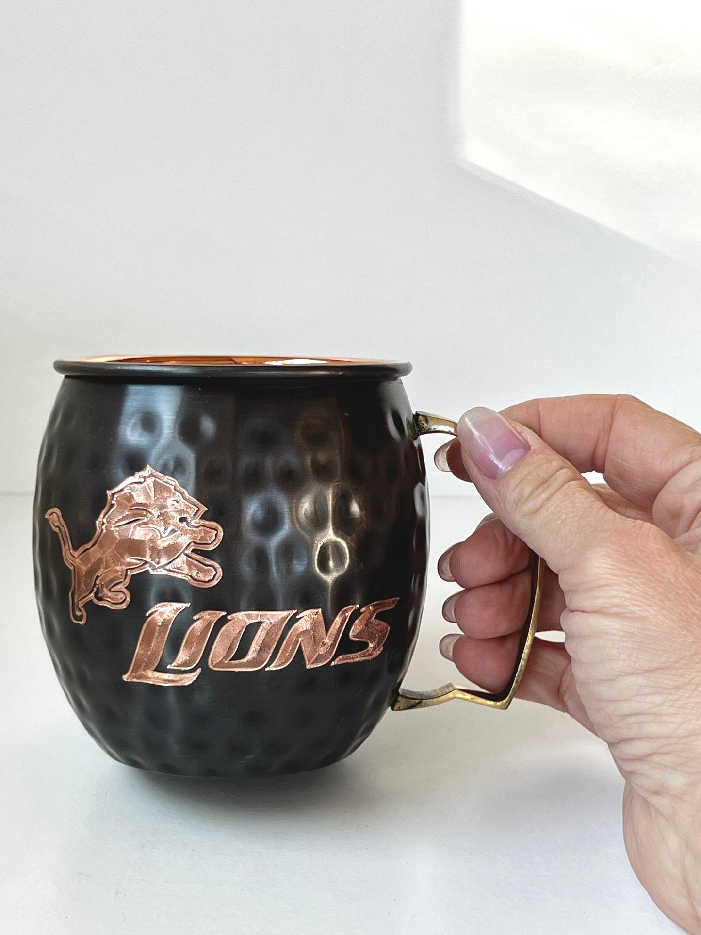 Detroit Lions Moscow Mule Mug | Pick Any Team | NFL Copper Mug | Copper Gift | Anniversary Gift | Father's Day Gift | Vikings Gift