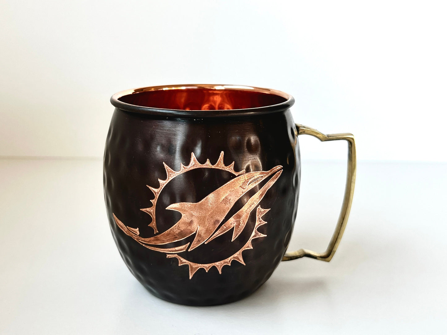 Miami Dolphins Moscow Mule Mug | Antiqued | Hammered | Other teams available | Request Customization