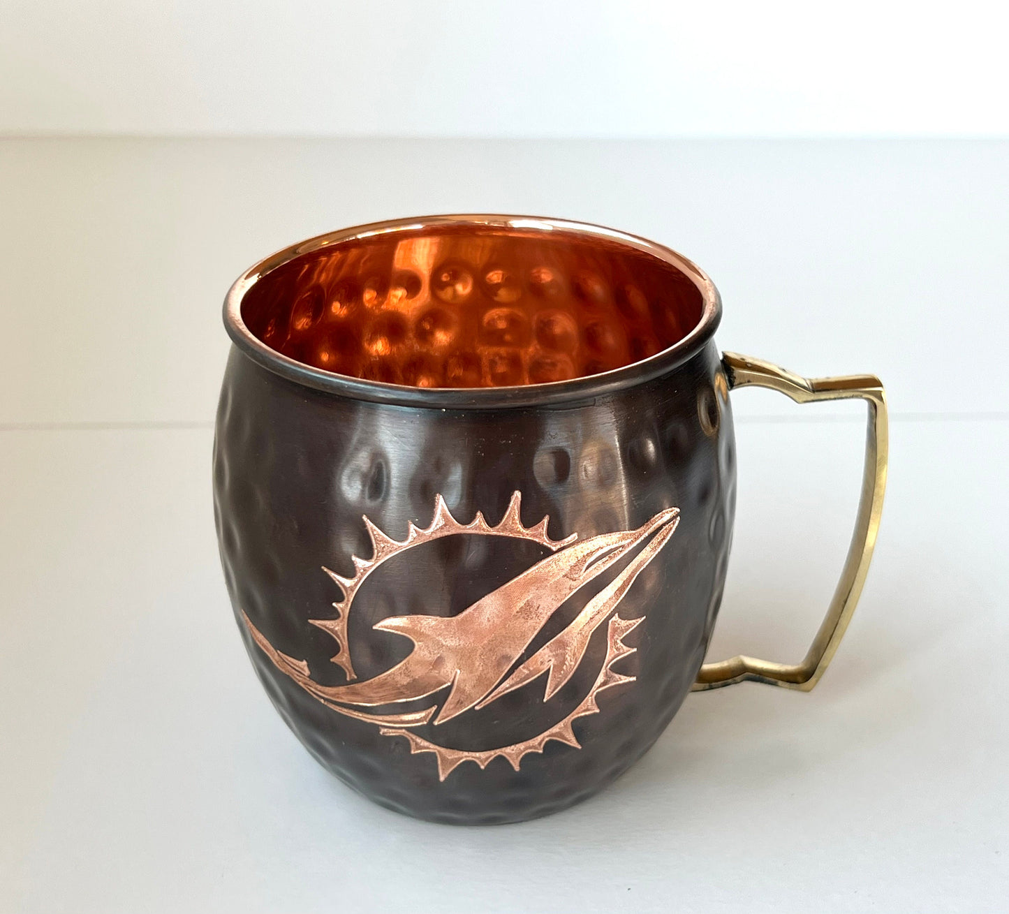 Miami Dolphins Moscow Mule Mug | Antiqued | Hammered | Other teams available | Request Customization