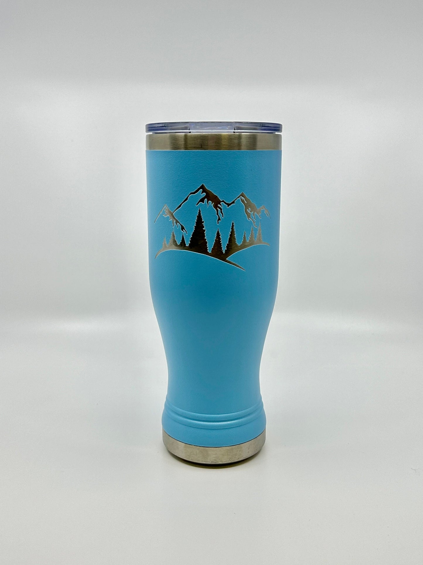 Engraved Pilsner with Snow Capped Mountain  20 OZ insulated Pilsner with Lid and Option to Personalize