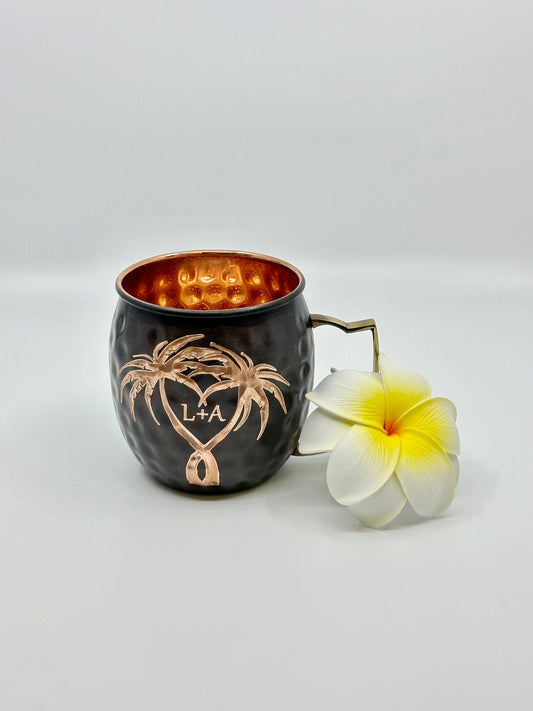 Hawaiian Engraved Gifts | Moscow Mule Mug | Add Initials to Heart | Personalized Gift |  Anniversary Gifts | Wedding Gift | Bride and Groom