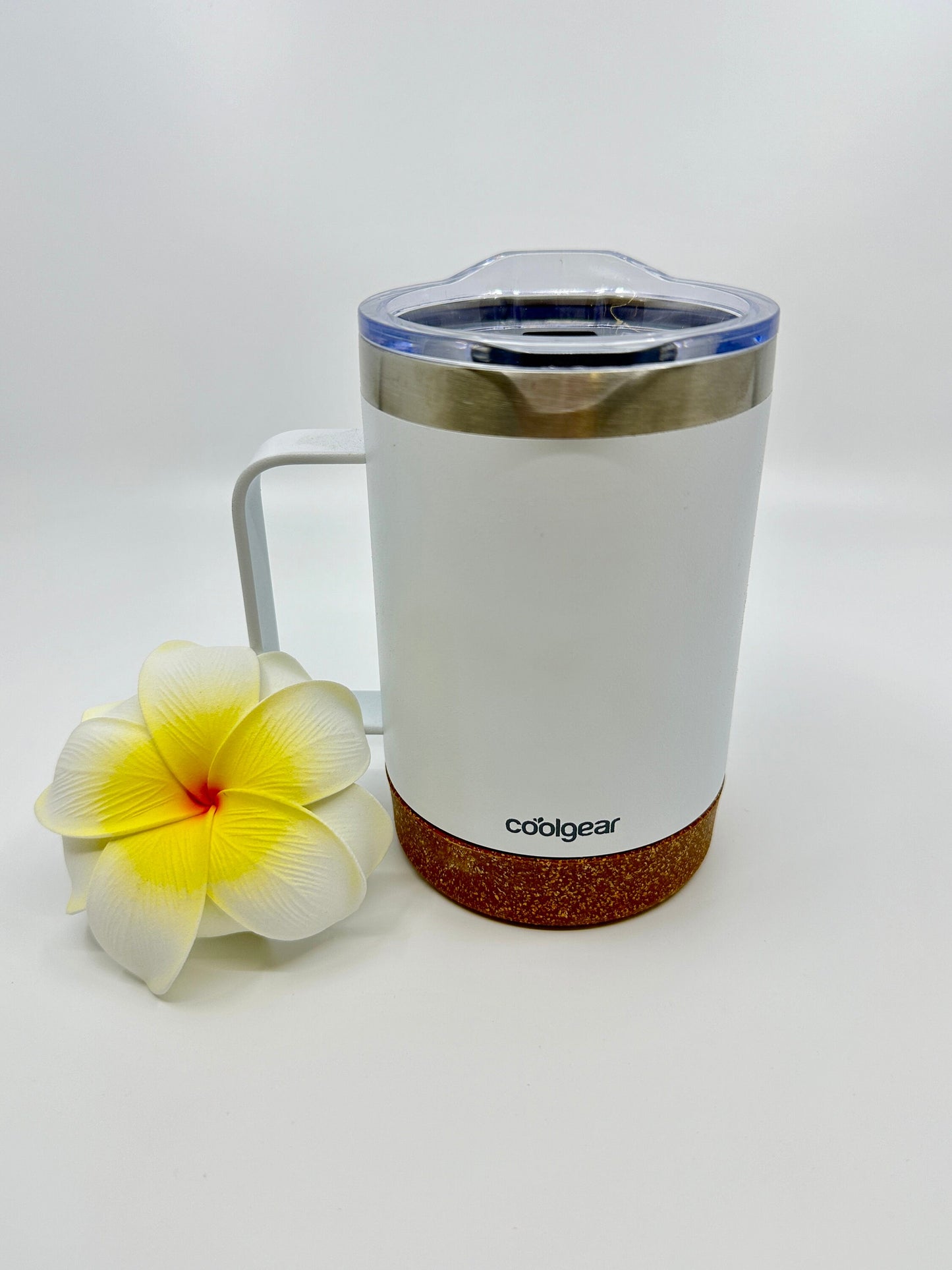 Insulated Cork Bottom Coffee Mug - Maui Hook etched 16 OZ - Option to Personalize - WHITE