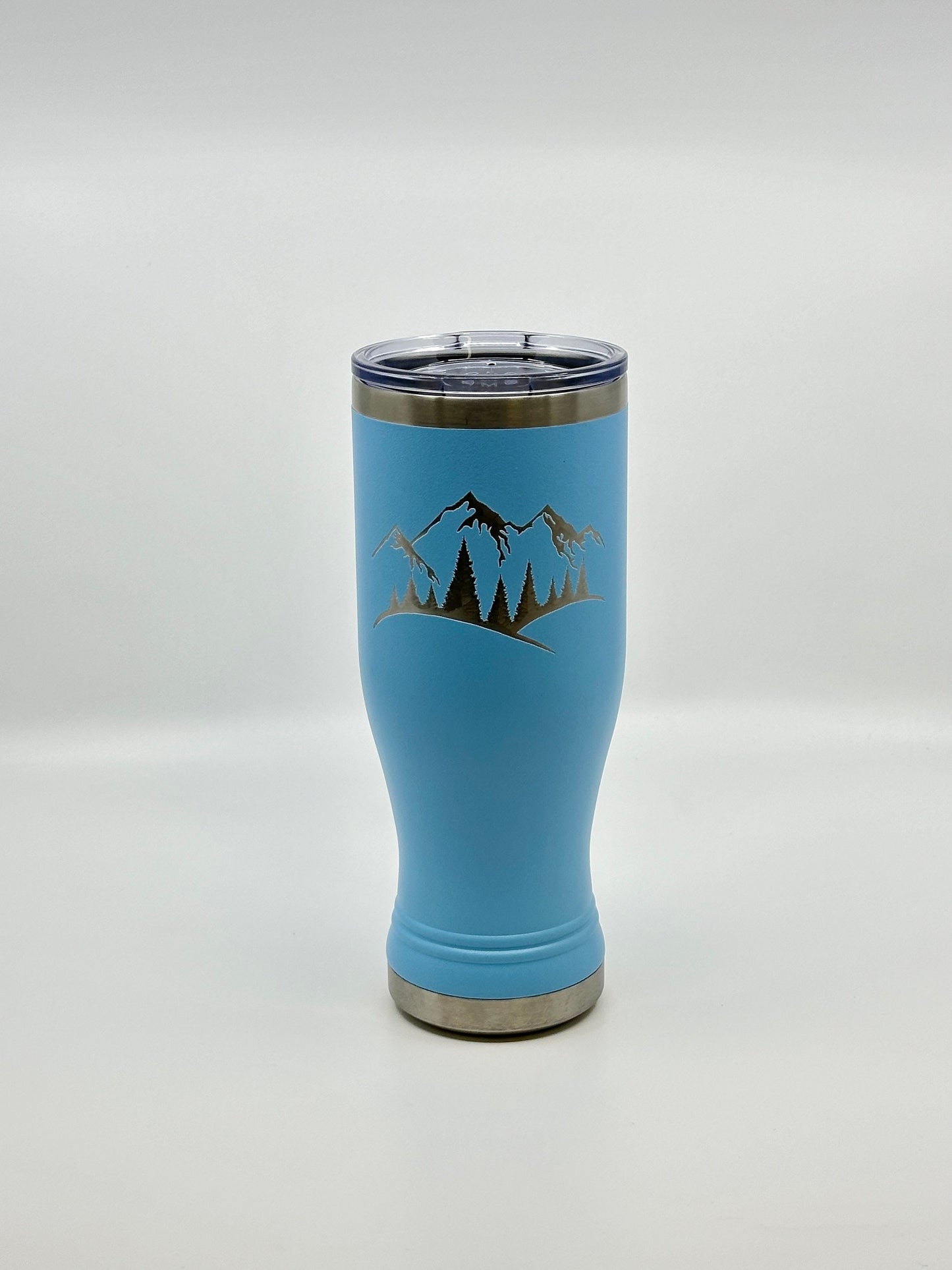 Engraved Pilsner with Snow Capped Mountain  20 OZ insulated Pilsner with Lid and Option to Personalize