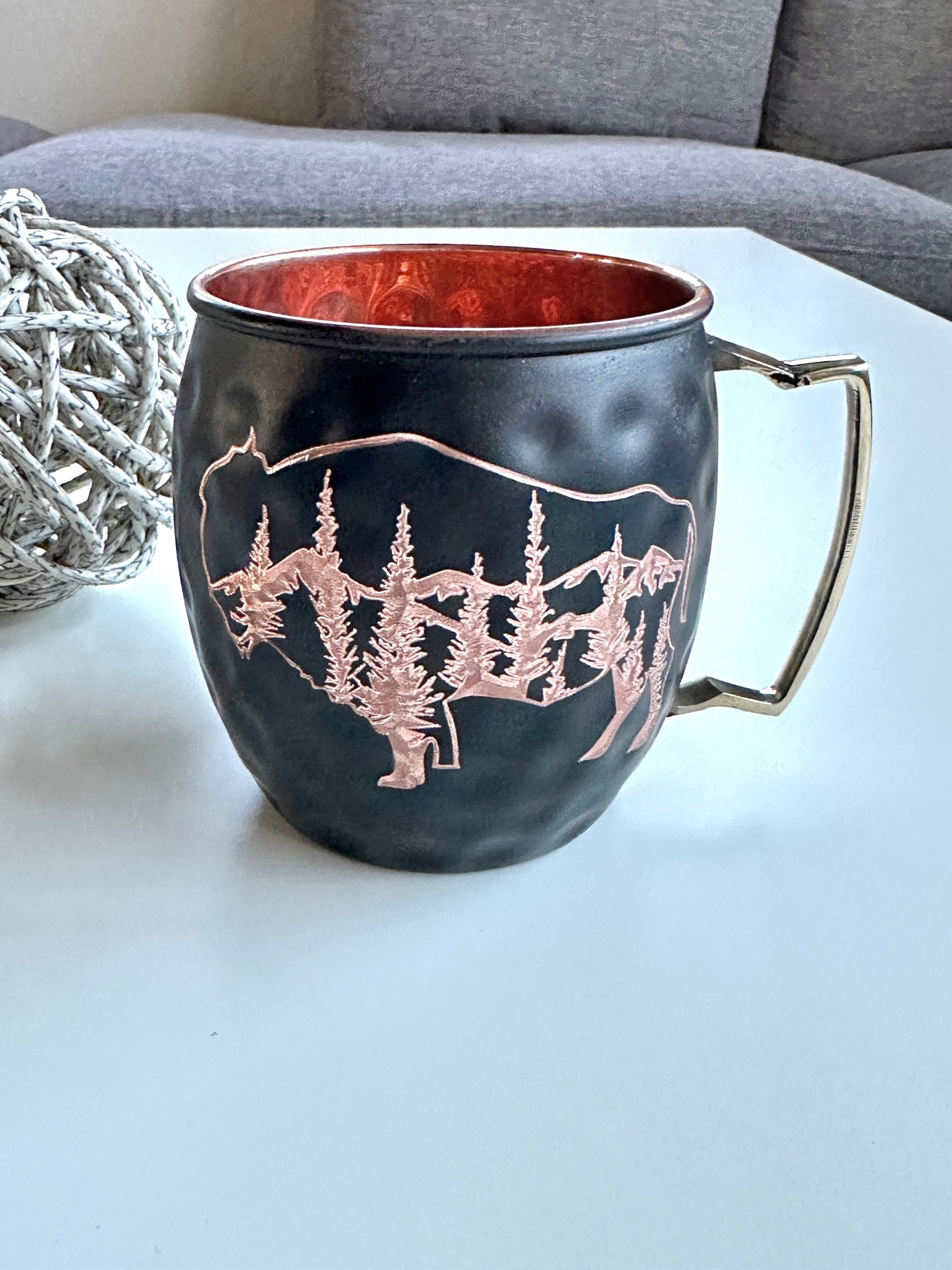 Buffalo with mountains and trees Moscow Mule Mug | Buffalo Gift | Montana Gift | Wedding Gift | Anniversary Gift | Copper Gift | Bride