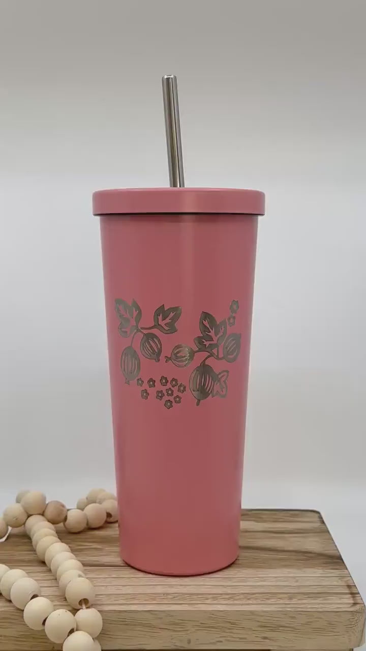 Pyrex Gooseberry Inspired 20 OZ insulated Tumbler with Lid and Option to Personalize